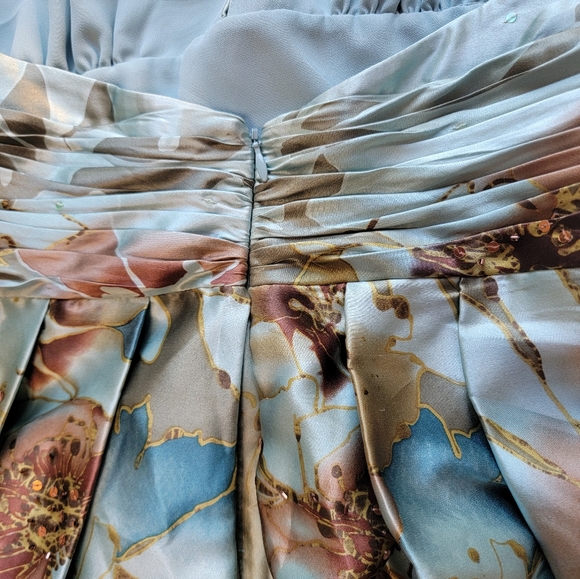 Adrianna Papell Occasions Floral Pleated Silk Halter Dress - Picture 4 of 9